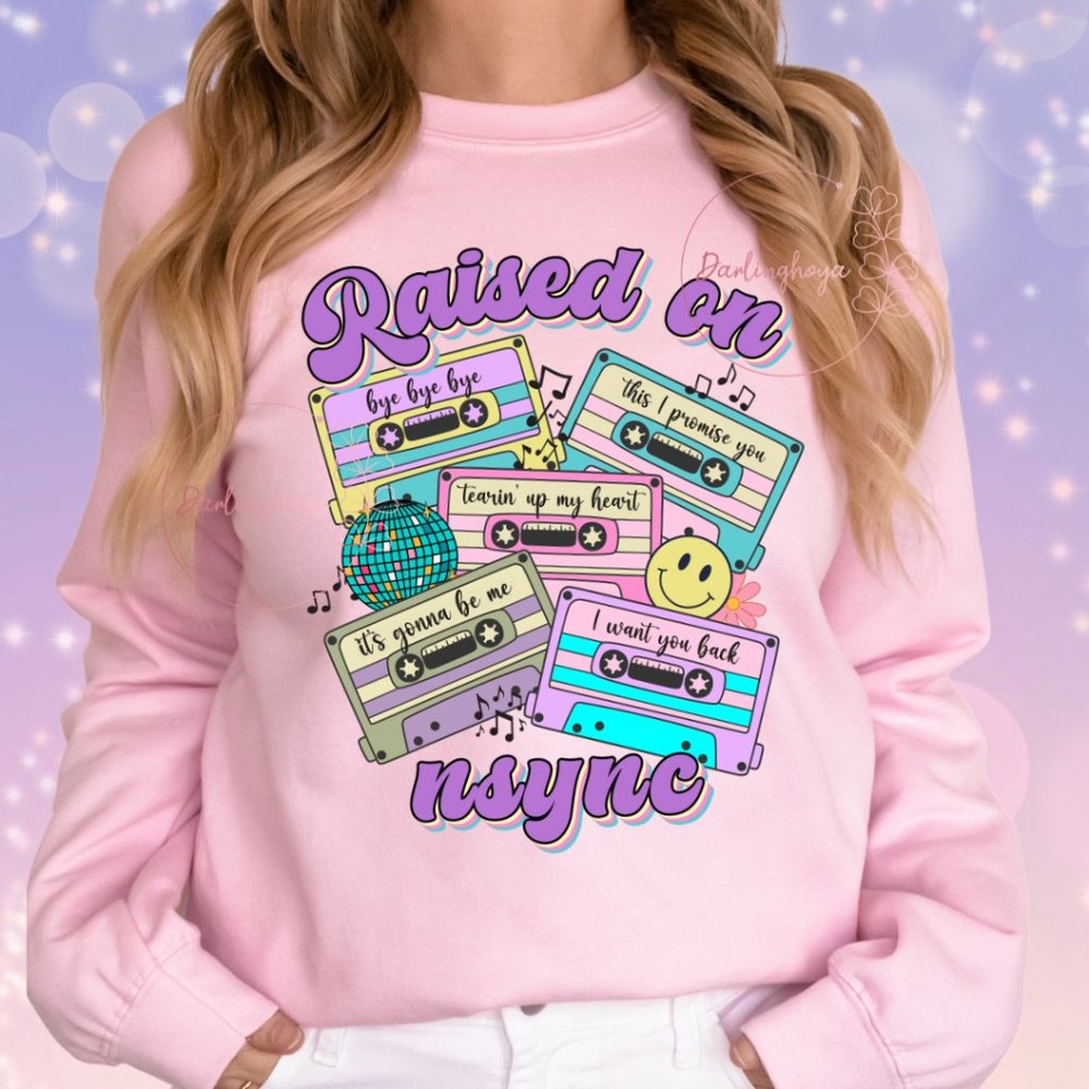 Raised on N'SYNC Music Tapes Unisex Graphic Crew Neck Sweatshirt